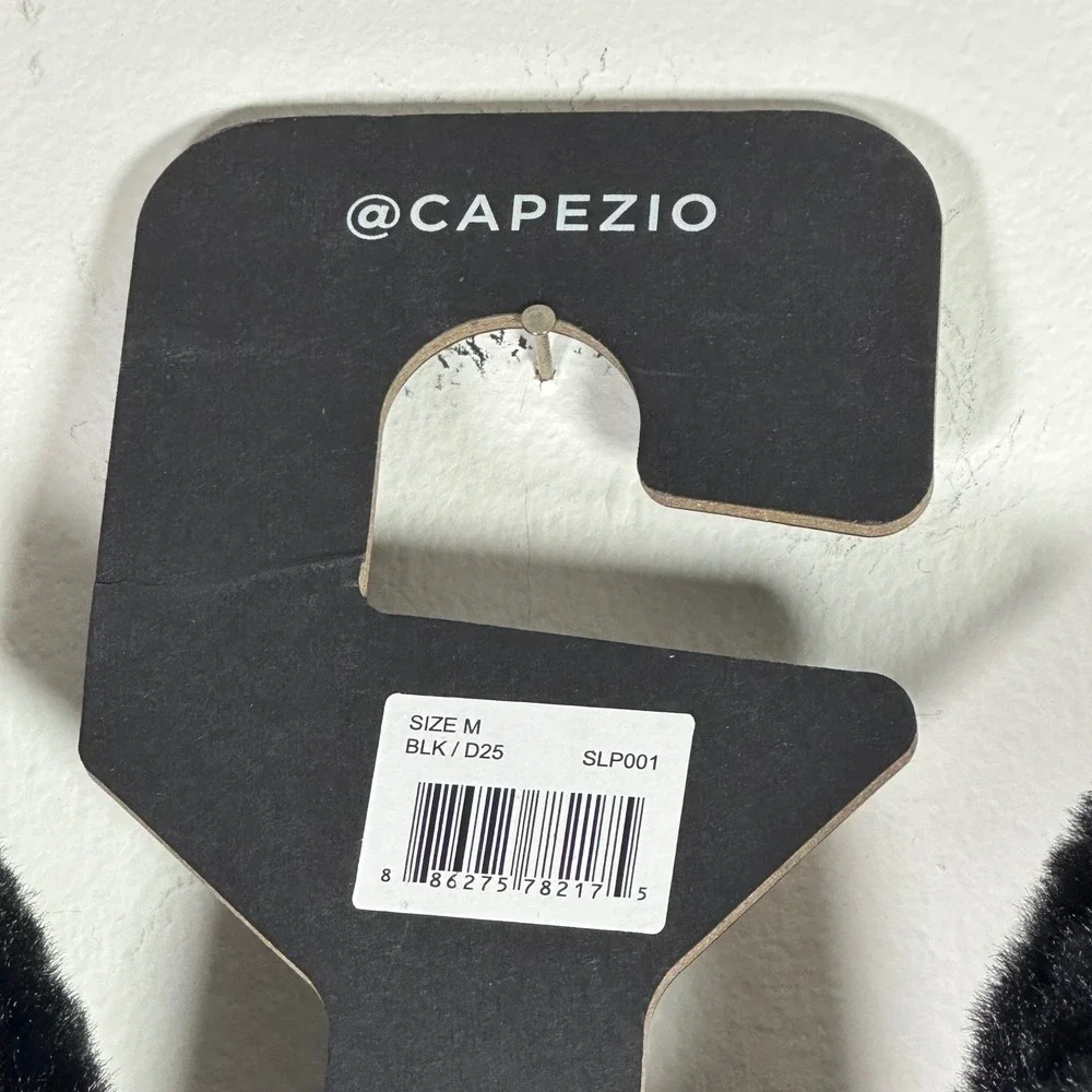 Capezio Black Faux Fur Luxury Comfort Slipper dance Slides Size adult M Fits 8